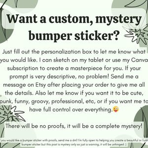 Adesivo de para-choque personalizado e misterioso