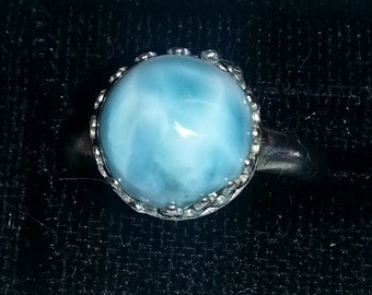 Larimar and Sterling Silver Ring, size 7.