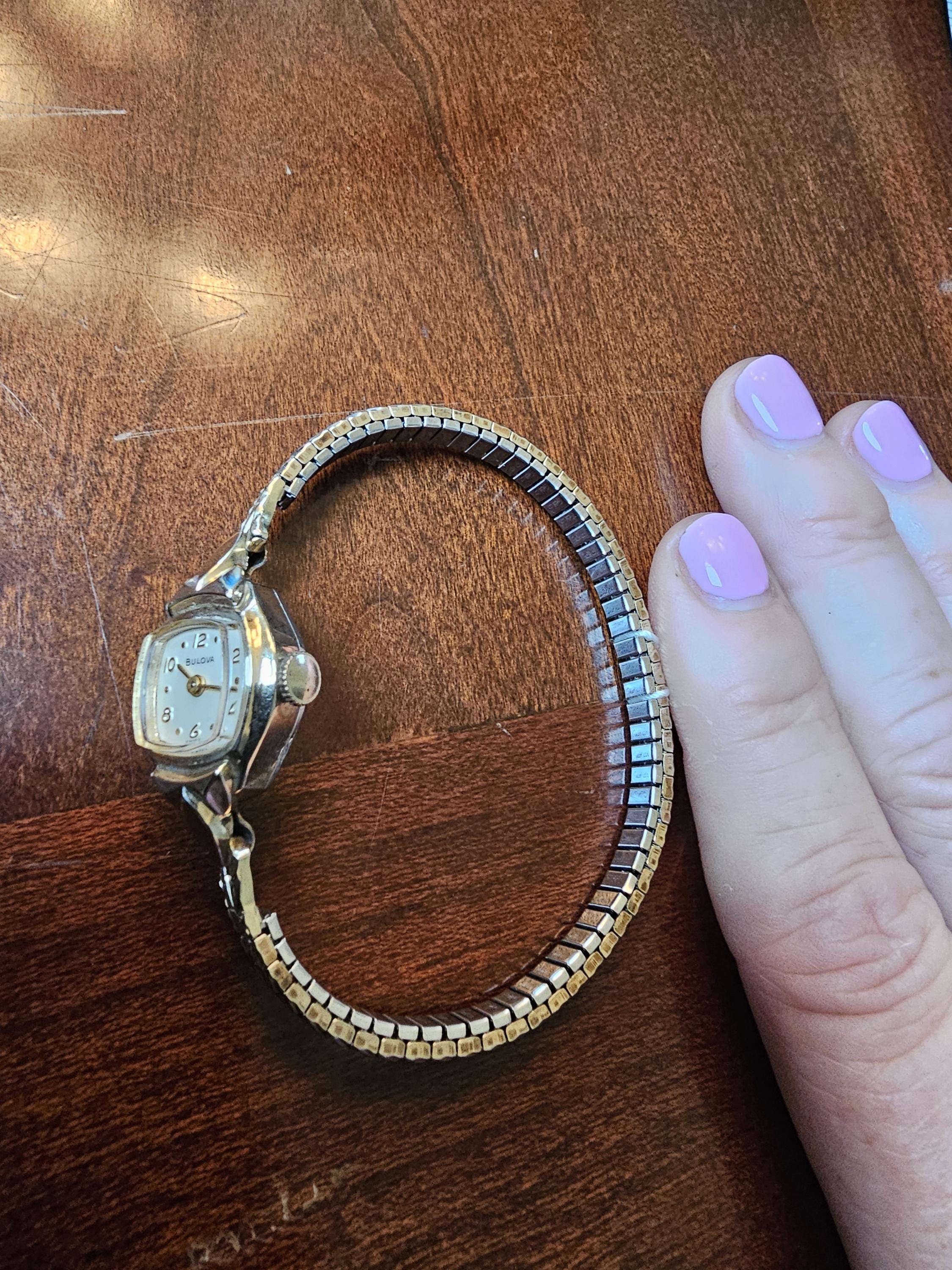 Vintage Ladies Bulova Watch 10K RGP Bezel Watch With Stainless