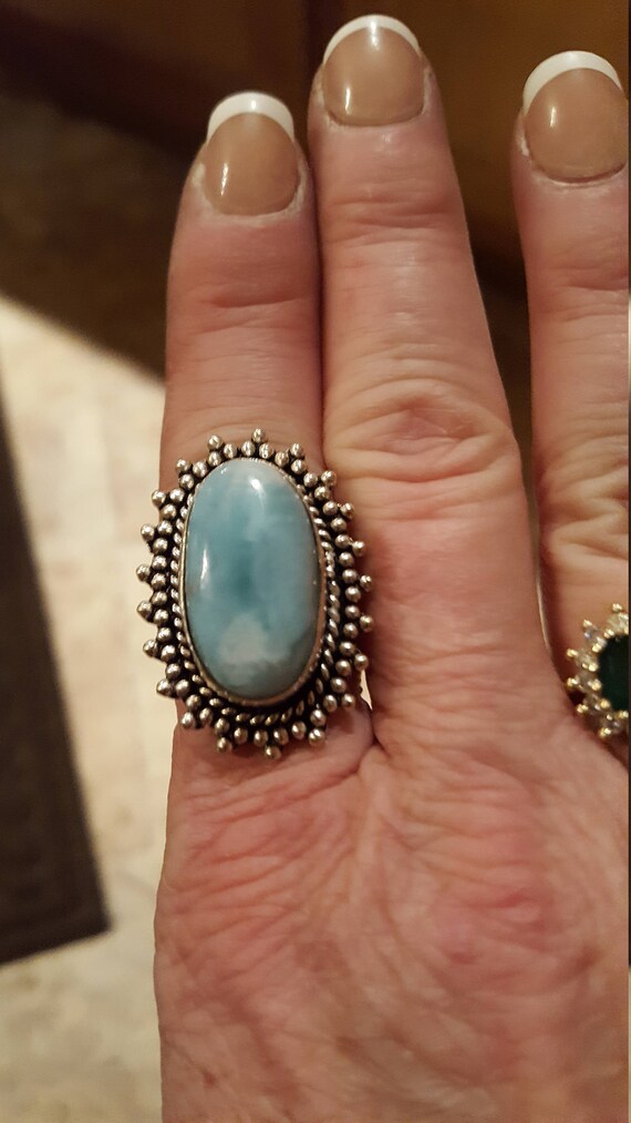 vintage larimar sterling silver ring