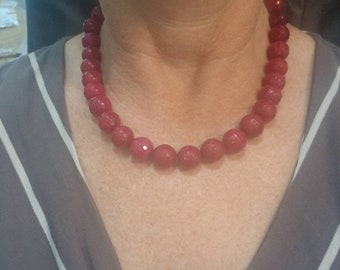 Large ruby beaded necklace.