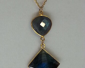 Labradorite pendant and gold plated necklace