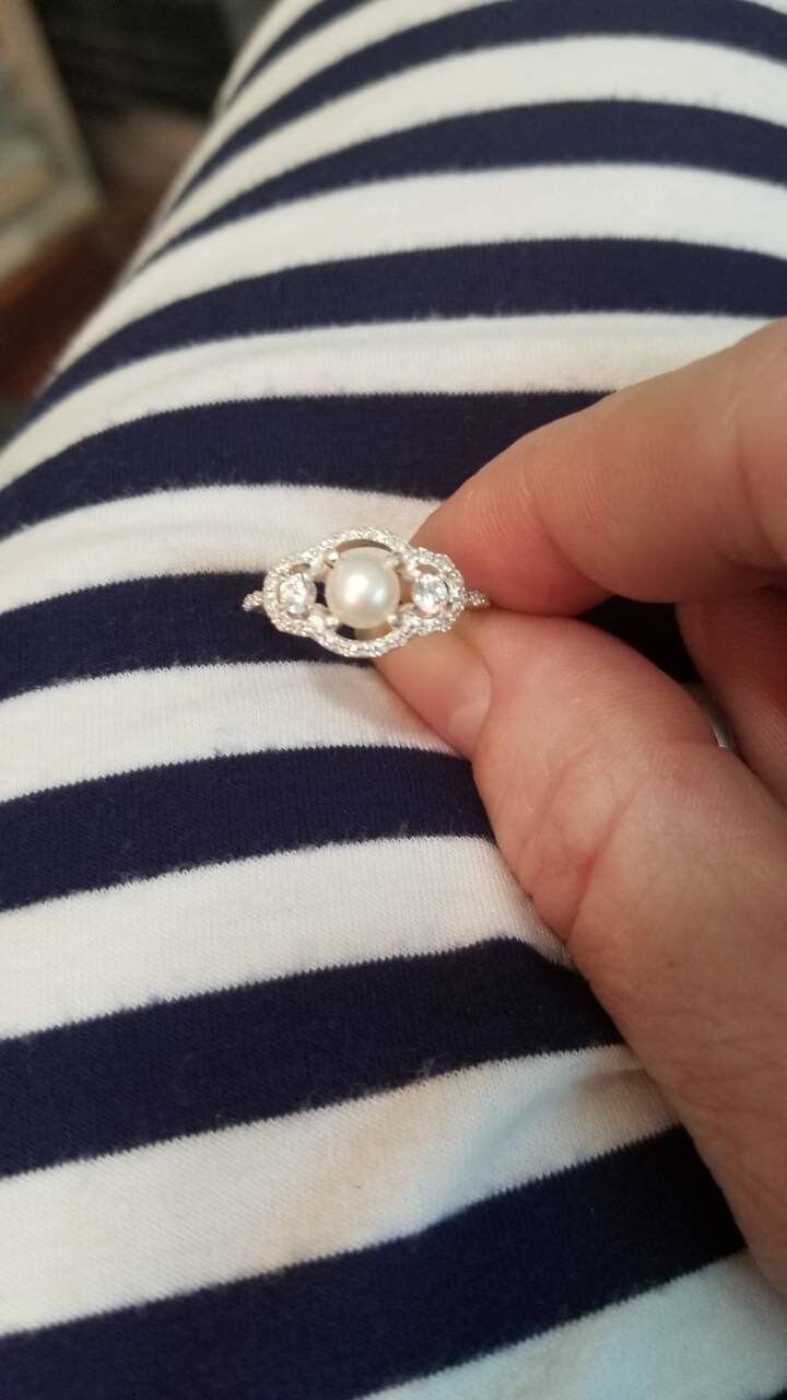 55Carat Pearl & 7 Carat Gemstone Sterling Silver Ring - Handmade Bold Statement Ring, Sizes 4-13