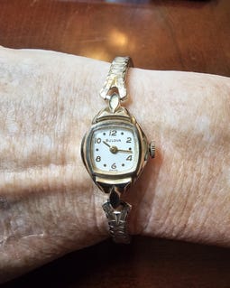 Vintage Ladies Bulova Watch 10K RGP Bezel Watch With Stainless