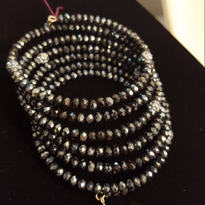 Dark Blue crystal memory wire bracelet