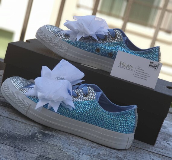 white baby bling converse