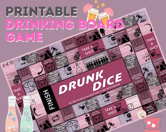 Jeu de société à boire, Jeu de société à boire imprimable, Jeu à boire « Black Out », Jeu à boire « Pass Out », Jeu à boire numérique, Dés à boire