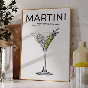 Martini Wall Art Printable – Retro Cocktail Quote Digital Download – Bar Cart Decor – Funny Martini Poster – Instant Download