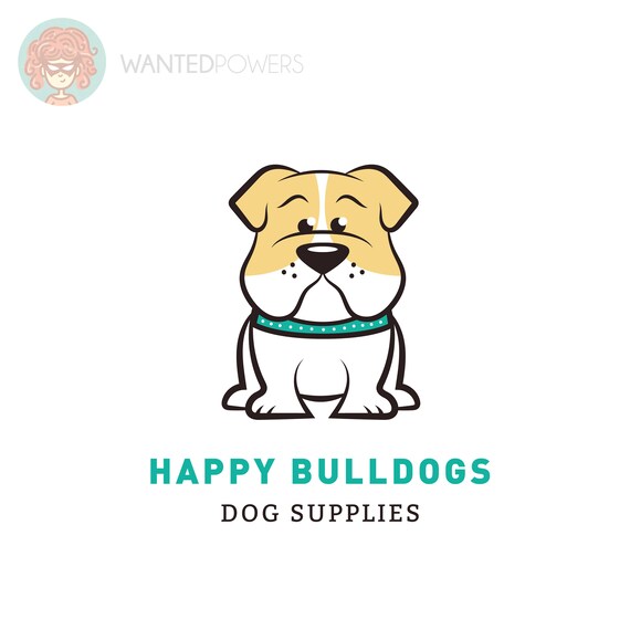 Cute Sitting Bulldog Logo Custom Pre Made Logo Design Pet Etsy