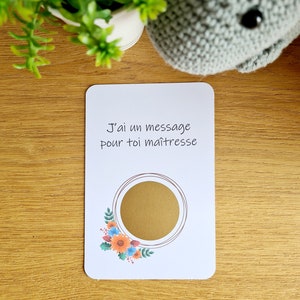 Carte à gratter maîtresse, maître, cadeau fin d'année, école, scolaire