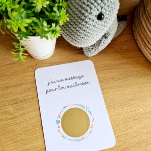 Carte à gratter maîtresse, fin d'année scolaire, cadeau, surprise, maître