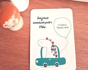 Carte à gratter spéciale anniversaire thème dinosaure