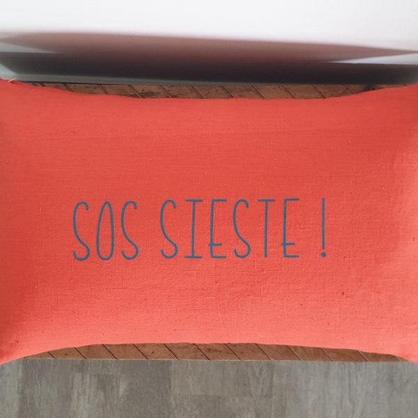 Taie de coussin rectangulaire 100% Lin corail