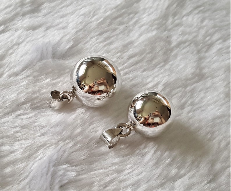 Charm 17 mm Diameter Sterling Silver Big Musical Chime Ball Pendant
