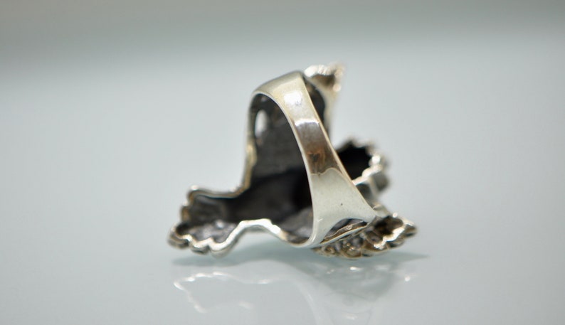 Eliz Natural Turquoise,Mother of Pearl .925 Sterling Silver Wise Owl Ring
