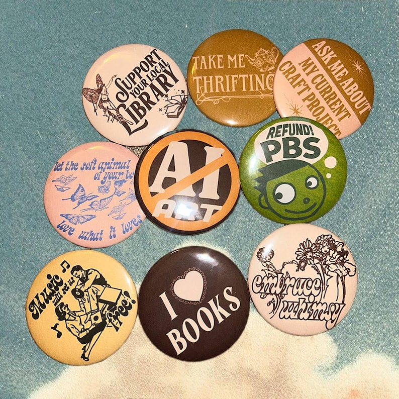 Pinback Button Badges – Unique Twee Illustrated Pins – Handmade Flair ...