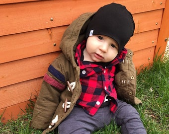 BLACK bamboo slouchy beanie // black slouchy beanie // beanie for baby, toddler, kid  // bamboo slouchy beanie // slouchy beanie