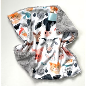Barnyard Baby Lovey Blanket: Farm Animal Minky Blanket