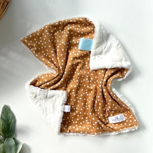 Lovey: Gold Dot Lovey. Gender Neutral Baby Gift. Lovey Blanket. Minky Baby Lovey. Security Blanket