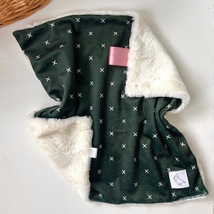 Evergreen X Baby Lovey: Minky Security Blanket with Satin Ribbon