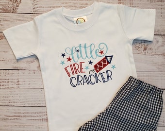 Little Fire Cracker 4th of July Shirt or Onesie
