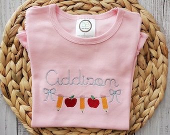 Back to School Girl Embroidery Shirt mit Namen