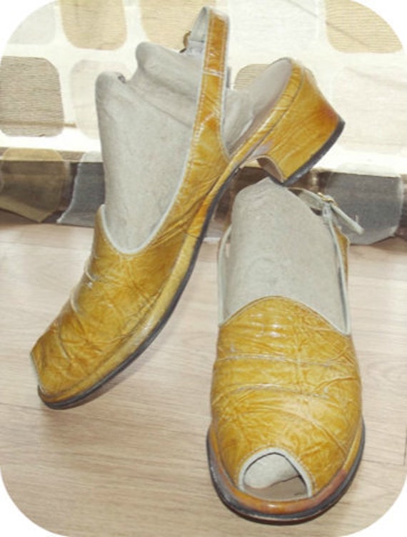 mustard peep toe shoes