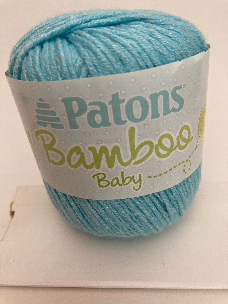 Color: Soft Aqua #91730 Worsted Weight Patons Bamboo Baby Yarn Material-- Bamboo and Acrylic