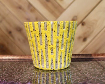 Yellow & Tan Speckled carved ceramic cocktail glass, wheel thrown