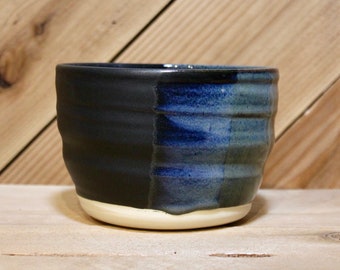 Black & Blue Ceramic Bowl, wheel thrown