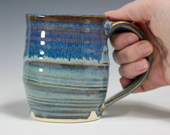 Shiny Blue ceramic mug, wheel thrown