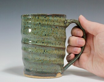 Speckled Dark Blue ceramic mug, wheel thrown