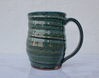 Speckled Dark Blue large ceramic mug, wheel thrown