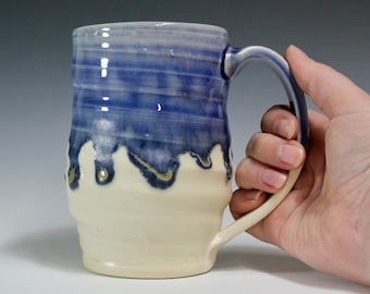 Blue & White large ceramic mug, wheel thrown
