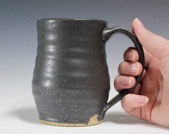 Speckled Black ceramic mug, wheel thrown
