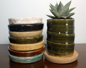 Handmade Speckled Ceramic Planter Saucer – Wheel Thrown Pottery