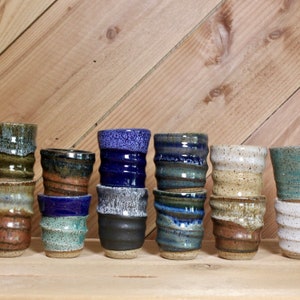 Set of speckled ceramic shot glasses