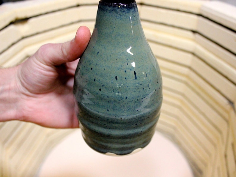 Dark Blue Ceramic OilSoap Dispenser wheel thrown