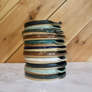 Handmade Ceramic Speckled Spoon Rest – Wheel Thrown Pottery