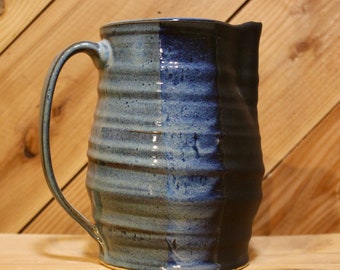 Black & Blue Ceramic Pitcher, wheel thrown