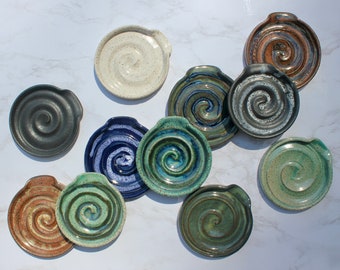Handmade Ceramic Speckled Spoon Rest – Wheel Thrown Pottery