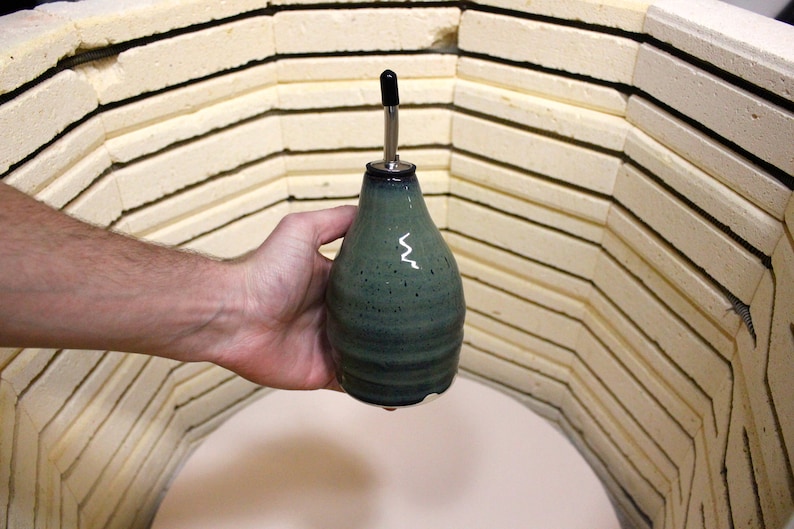 Dark Blue Ceramic OilSoap Dispenser wheel thrown
