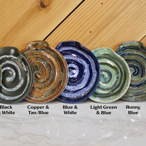 Two Tone Speckled Ceramic Spoon Rest, wheel thrown image 3