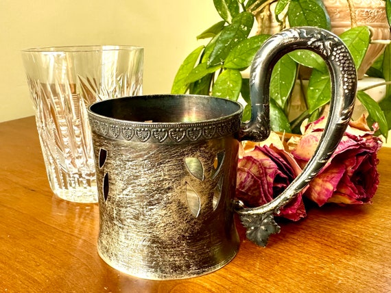 Antique Imperial Russian Silver 84 Glass Holder Sterling Silver