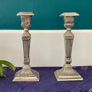 A Pair Of Large Silver Plated Candlesticks Shabbat Candle Holders Zodax Eclectic