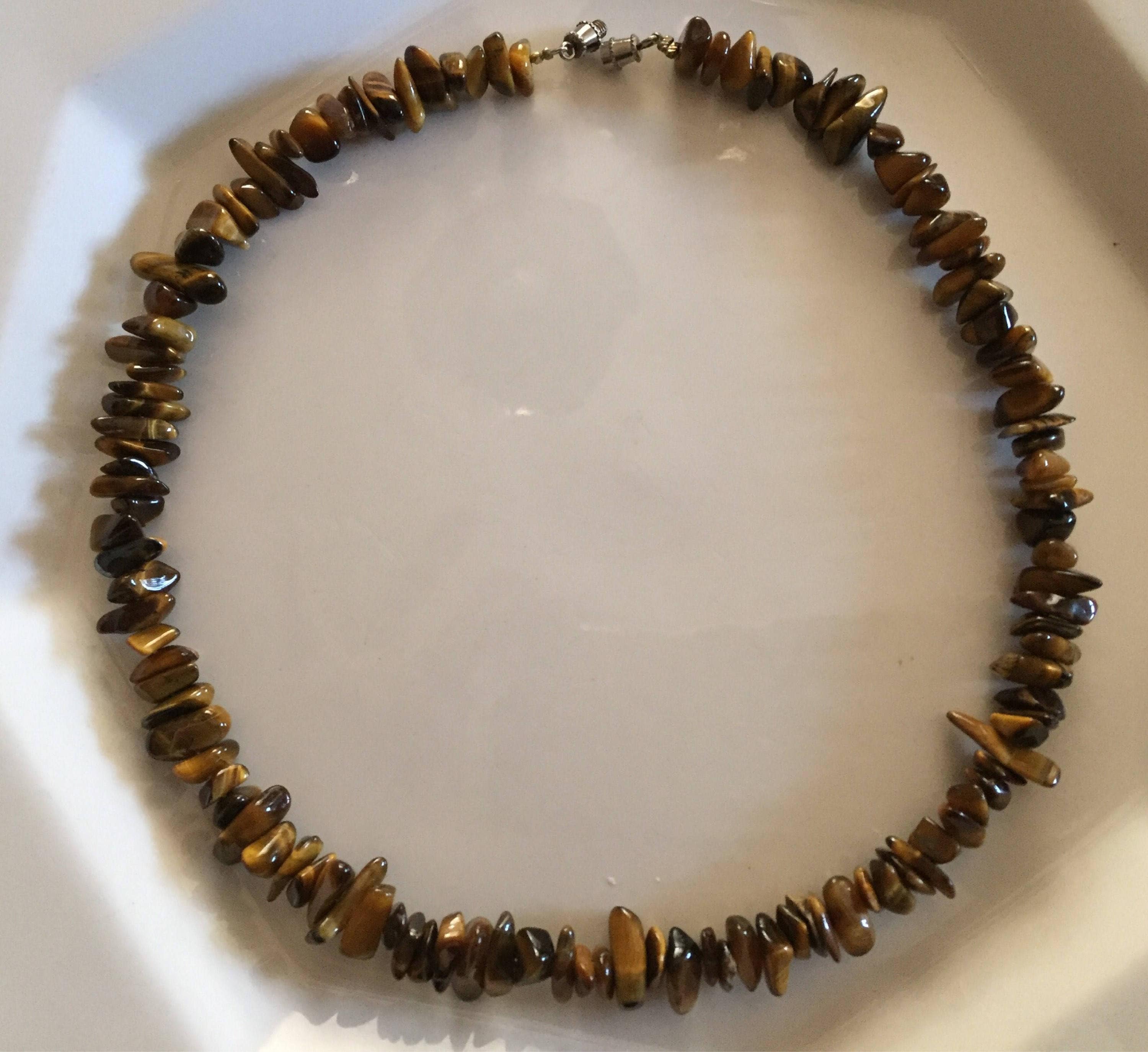 Vintage Tiger's Eye Necklace Polished Natural Medium Size Etsy