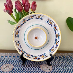 Large Deruta Ceramiche Italian Hand Painted Ceramic Round Bowl Vintage