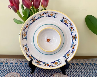 Large Deruta Ceramiche Italian Hand Painted Ceramic Round Bowl Vintage