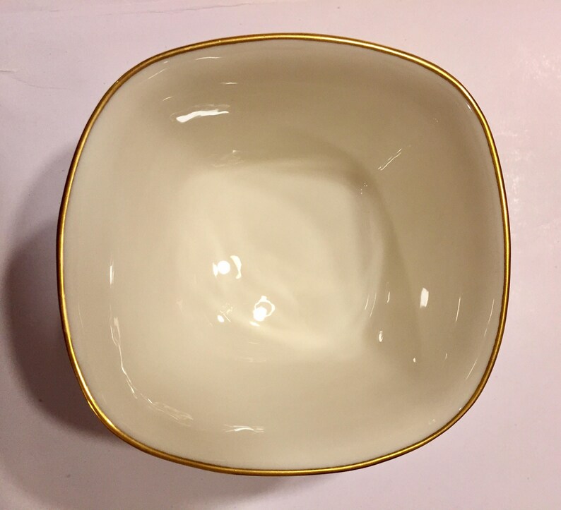 Lenox Footed Square Bowl In Canterbury Pattern 24K Gold Trim Etsy