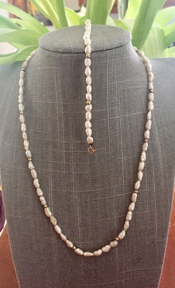 Freshwater Pearls and 14k Solid Yellow Gold Neckl… - image 10